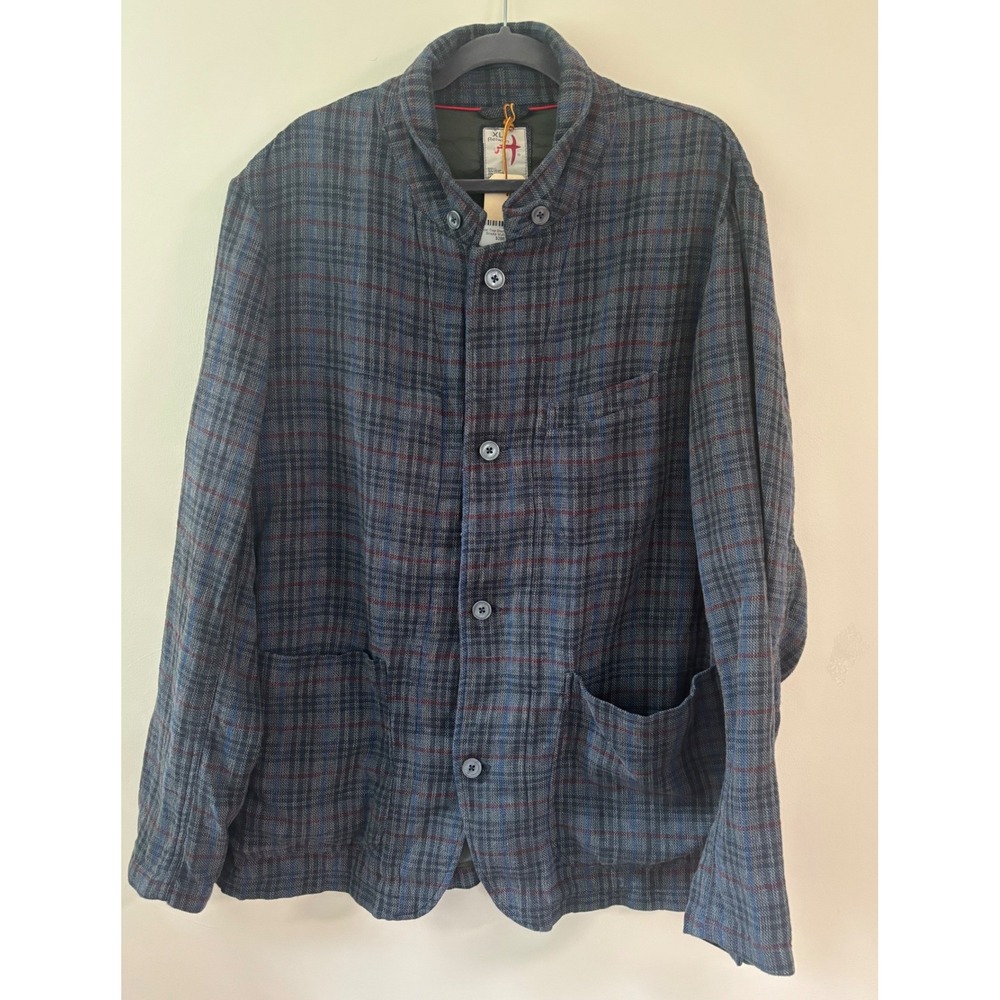 NWT Relwen Tropical Trap Blazer Smoke Multi Plaid Hemp/Cotton Blazer XL